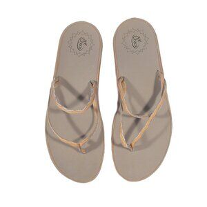 CHACO Abbey $70 Grey/Orange Flip Flop Thong Sandals Women's 11 - NEW